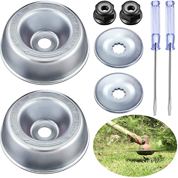 8 Pieces Weed Grass Blade Adapter Gardening Machine Lawnmower Blade Adapter Kit Include Thrust Washer Rider Plate Collar Nut Screwdriver Compatible with Stihl String Trimmers Brush Cutter