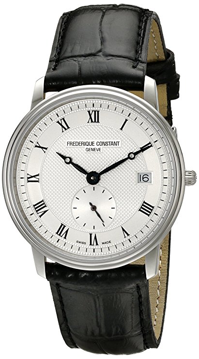 Frederique Constant Men's FC245M4S6 Slim Line Analog Display Swiss Quartz Black Watch