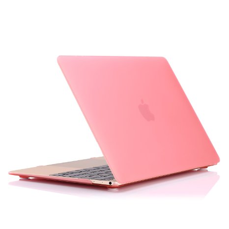 MoKo Apple New MacBook 12" Case - Slim PC Matte hard shell protective case for New MacBook 12 inch Retina Display Laptop Computer 2015 Version, Translucent PINK (Will Not Fit Macbook Air 13" / 11")