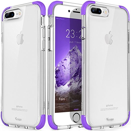 iPhone 8 Plus Case, Clear iPhone 7 Plus Case Cover Crystal Shock-Absorption Soft TPU Bumper and Anti-Scratch Ultra Slim Case (Violet)