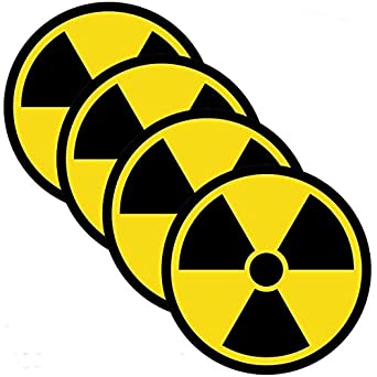Outdoor/Indoor (4 Pack) 4" X 4" Radiation Nuclear Symbol Danger Safety Warning Sign Label Sticker Decal - Back Self Adhesive Vinyl