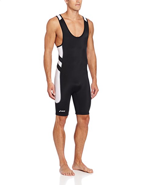 ASICS Men's Unrestrained Wrestling Singlet (Black/White)