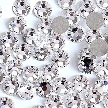 Onwon 1440 Pieces SS3 / 1.4mm Clear Crystal Flat Back Brilliant Round Rhinestones Glass Stones Glitter Gems Transparent Faux Diamond (Clear)