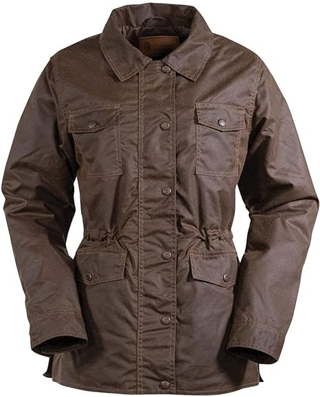 Outback Trading Women's Taree Warm Waterproof Breathable Oilskin Casual Western Jacket with Multiple Pockets