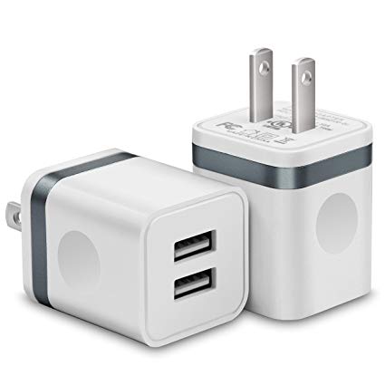 USINFLY USB Wall Charger, UL Certified 2-Pack 2.1A/5V USB Plug Dual Port Charger Block Power Adapter Charging Cube Compatible with iPhone 8/7/6S/6S Plus, X Xs Max XR, Samsung, HTC, LG, Moto, and More