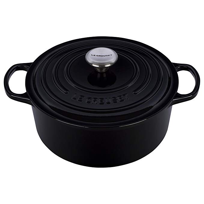 Le Creuset Signature Enameled Cast-Iron 5-1/2-Quart Round French (Dutch) Oven, Black