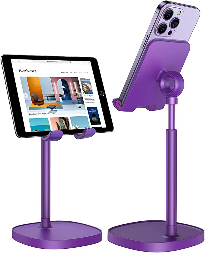 LISEN Dark Purple Cell Phone Stand Desktop Accessories fits iPhone 14 Stand for Desk All Mobile Phone, iPhone, iPad, Tablet 4-10'' Kitchen Accessories