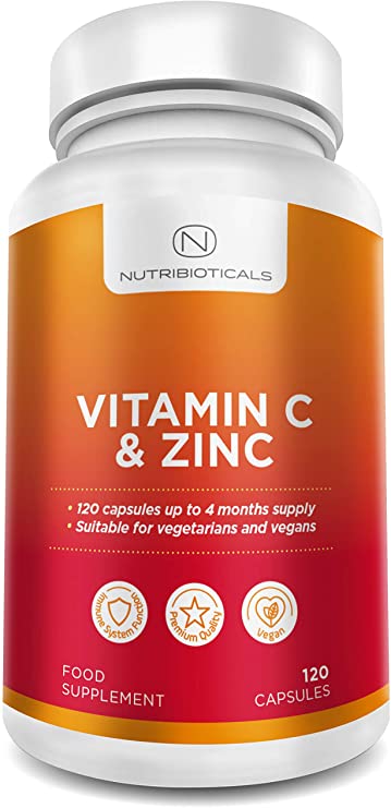 Vitamin C and Zinc - for Normal Function of The Immune System - 4 Months Supply (120 Vegan Capsules)