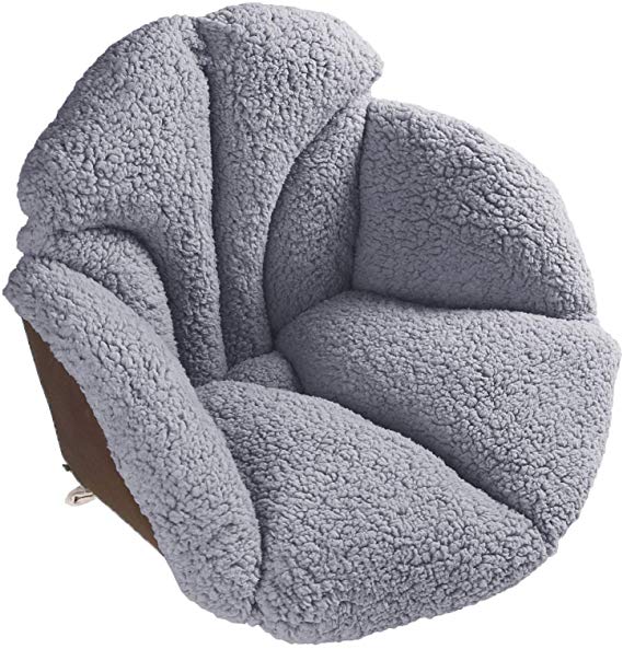 Hughapy Chair Cushions Desk Seat Cushion Warm Comfort Sherpa Wool Seat Cushion Pad for Support Waist Backrest, Winter Plush Cushion for Home Office Chair, Car Seat (Sherpa |19Wx16Lx16H, Grey)