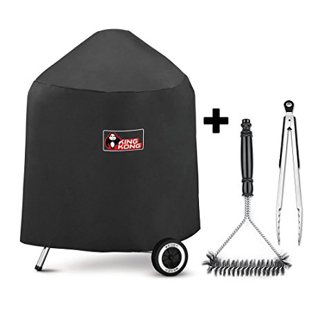 Kingkong 7149 Premium Grill Cover for Weber Charcoal Grills, 22.5-Inch (Compared to the Weber 7149 Grill Cover) Including Grill Brush and Tongs.