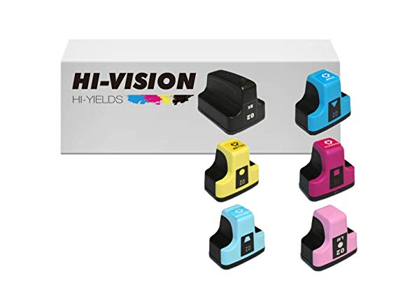 HI-VISION HI-YIELDS Compatible Ink Cartridge Replacement for HP 02 (1 Black 1 Cyan 1 Yellow 1 Magenta 1 Light Cyan 1 Light Magenta, 6-Pack)