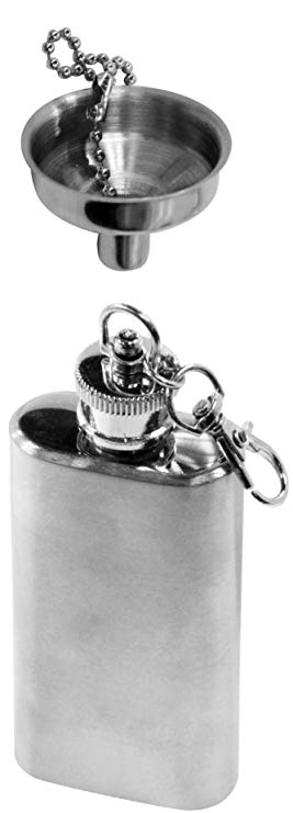 SE HQ150-2PC Stainless Steel 2-Oz. Keychain Flask and Funnel Set (2 PC.)