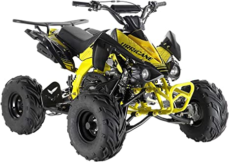 125cc ATV Quad Youth 4 Wheeler Adults ATVs Quads Middle Size 4 Wheelers ，Yellow