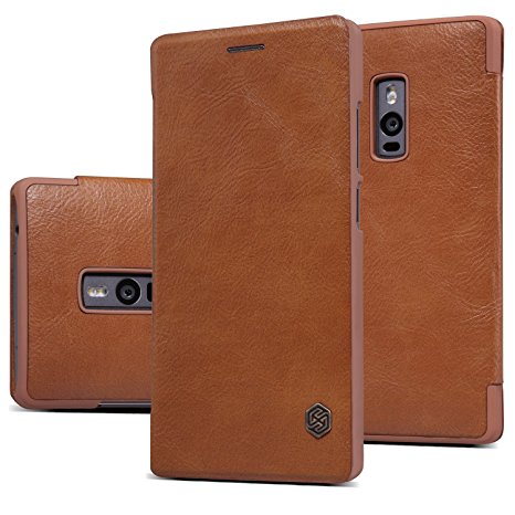 Nillkin Qin Royal Leather Bumper Flip Case Cover Case For Oneplus Two / One Plus Two (Brown)
