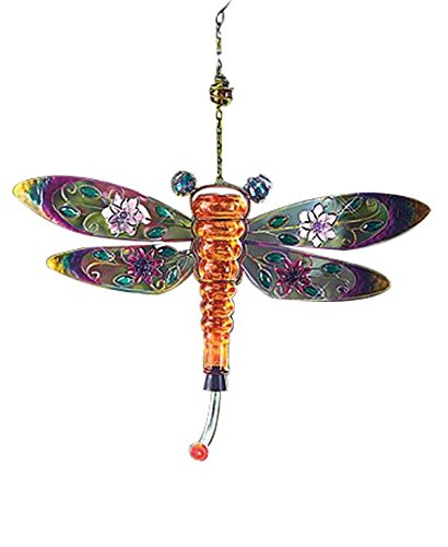 SHERRI'S HOME & GARDEN Metal and Glass Hummingbird Feeders (Dragonfly)