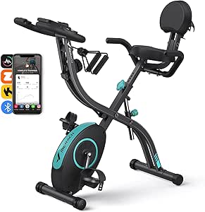 MERACH Folding Exercise Bike for Home - 4 in 1 Magnetic Stationary Bike with16-Level Resistance, Exclusive APP, 300LB Capacity and Large Comfortable Seat Cushion