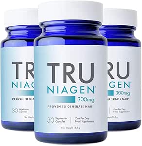 TRU NIAGEN Nicotinamid Riboside NAD  Ergänzung, patentierte Formel NR, 300 mg pro Kapsel / 300 mg pro Portion 30 Tage (3 Monate / 3 Flaschen)