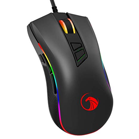 NPET M60 Wired Gaming Mouse, 11 Programmable Buttons, Chroma RGB Backlit, 7200 DPI Adjustable, Ergonomic Optical PC, Fire Button, Comfortable Computer Gaming Mice