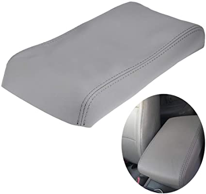 DSparts Armrest Center Console Leather Synthetic Cover Fits for 2008-2013 Toyota Highlander Gray