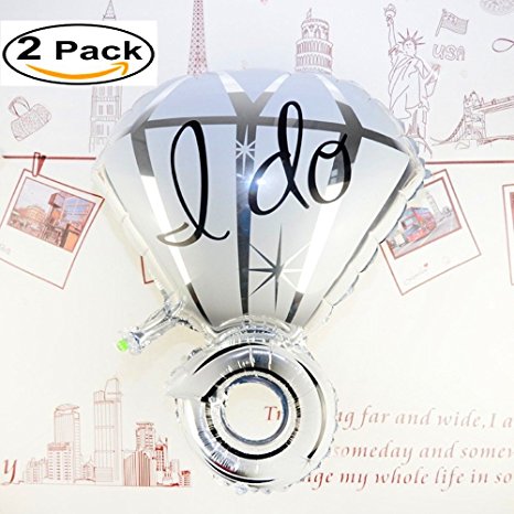 TLT 2 Pieces 32 INCH "I Do" Diamond Ring Silver Balloons Extra Large Balloon Set for Romantic Wedding Bridal Shower Anniversary Engagement Party Décor Vow Renewal Silver HD015B