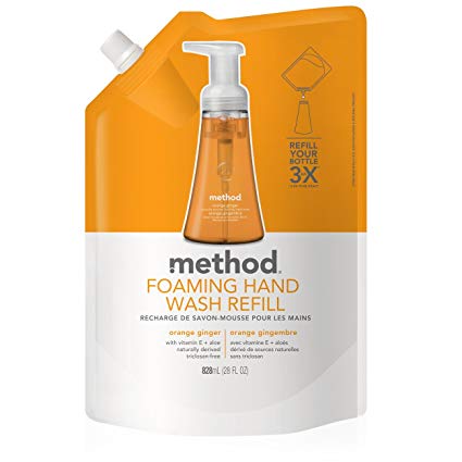 Method Naturally Derived Foaming Hand Wash Refill, Orange Ginger, 28 Ounce