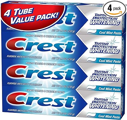 Crest Tartar Protection Whitening Cool Mint Paste Anticavity Toothpaste 8.2 Ounce Tube (Pack of 4)