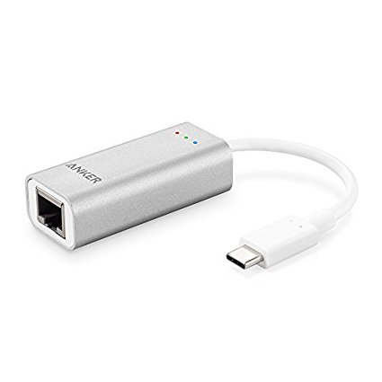 Anker USB Type-C to Ethernet Adapter for USB Type-C Devices Including the new MacBook, ChromeBook Pixel and More (Silver Aluminum)