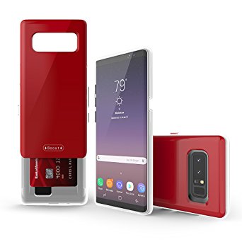 Note 8 Case, Molan Cano [Boost] Sliding Card Holder Wallet Case Dual Layer PU Cover with 2 Card Slots for Samsung Galaxy Note 8 - Red