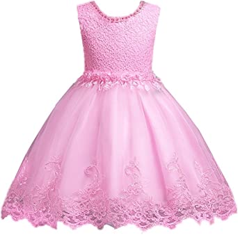 DreamHigh Flower Girl's Floral-Embroidered Pearl Embellished Evening Dress Up 3-10Y