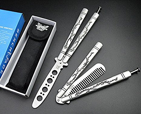 DmsBang 1 Pcs Butterfly Trainer Knife Dragon Pocket TrainTactical Knife 1 Pcs Butterfly Comb Stainless Steel Dragon Metal Camping Comb