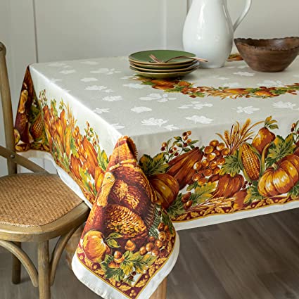 Benson Mills Harvest Splendor Engineered Printed Fabric Tablecloth, 60-Inch-by-120 Inch