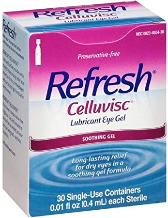 Refresh Celluvisc Lubricant Soothing Eye Gel, 0.01 oz Single Use Vials, 30 Count Per Box (2 Boxes) by Refresh