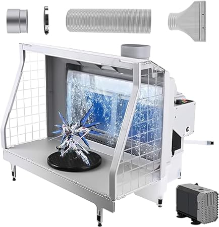 Autolock Upgraded Water Curtain Airbrush Spray Booth, Spray Paint Booth for Airbrushing with Filter LED Lights for Model, Shoes,Crafts, T-Shirt, Cake & Hobbies