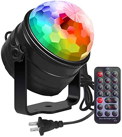 Zbrqotl DJ Party Light 6w Disco Ball Strobe Light for Parties 6 Color Sound Activated Lamp