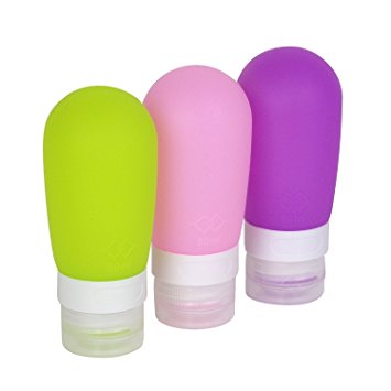 Bluelans Portable Soft Silicone Travel bottles Set Travel Containers (3 OZ, Pink   Purple   Green)