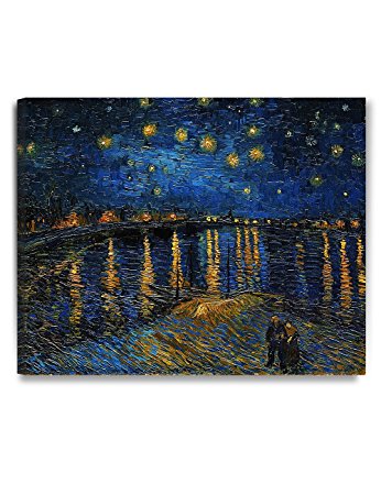 DecorArts - Starry Night Over The Rhone - Vincent Van Gogh Reproductions. Giclee Canvas Print Wall Art for Home Wall Decor. 30x24x1.5"