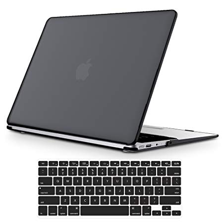MacBook Air 13 Inch Case, Anban Matte Slim Rubberized Plastic Hard Shell Case with Keyboard Cover for MacBook Air 13 Inch (Models: A1369 and A1466)- Translucent Black