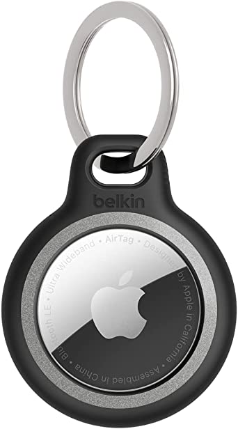 Belkin AirTag Reflective Case with Key Ring, Secure Holder Protective Cover for Air Tag with Scratch Resistance Accessory - Black