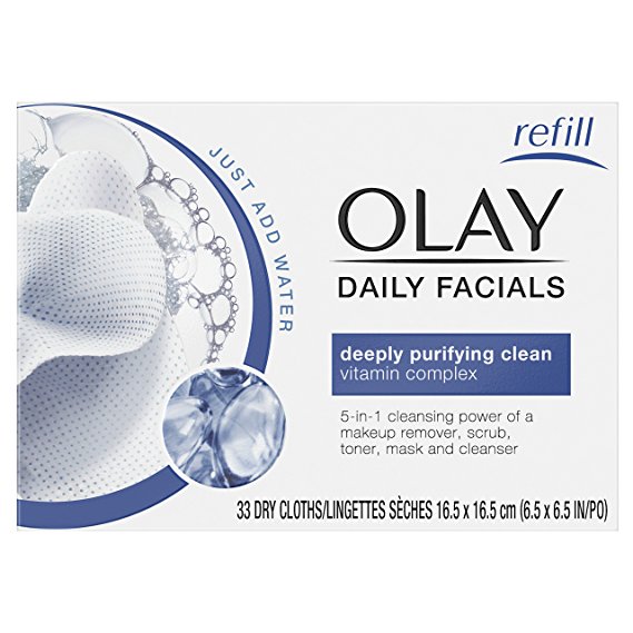 Olay Daily Facial Cleansing Cloths for a Deeply Purifying Clean, Makeup Remover, 33 Count