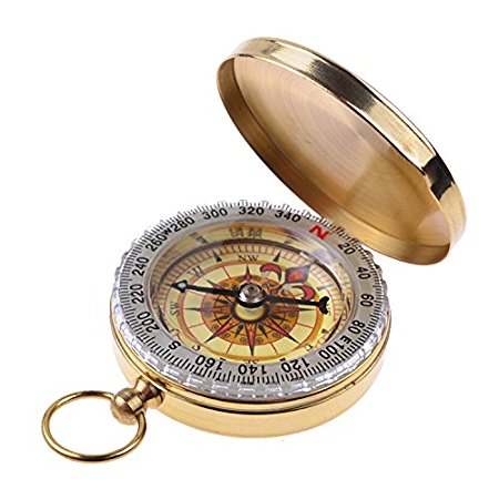 LOBZON Golden Glow-in-the-Dark Magnetic Pocket Compass for Camping and Hiking