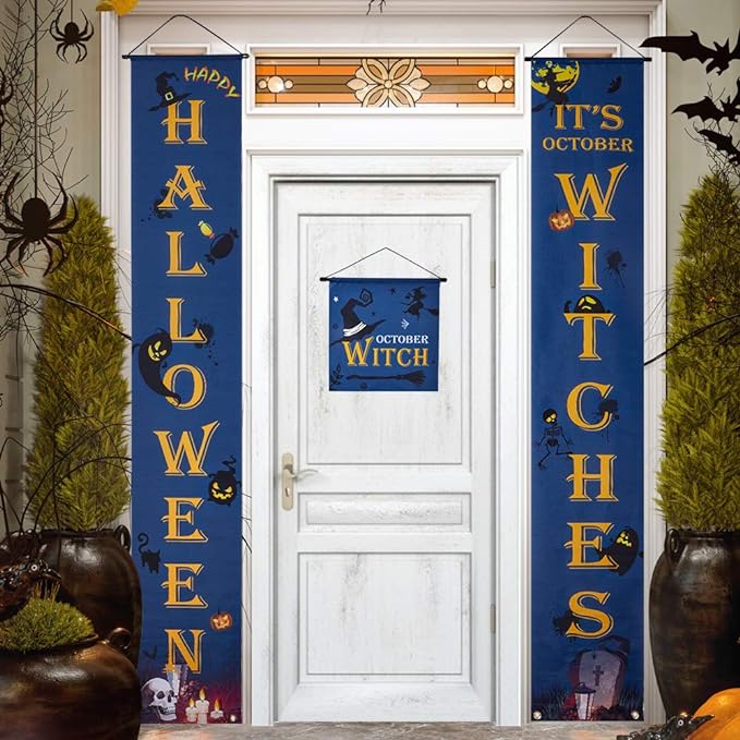 Halloween Decorations Halloween Decorations Outdoor 3 pcs Treat Halloween Banner for Home Indoor/Outdoor Halloween Welcome Signs October Witches