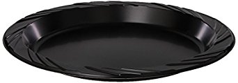 Genuine Joe GJO10429 Plastic Round Plate, 9" Diameter, Black (Pack of 125)