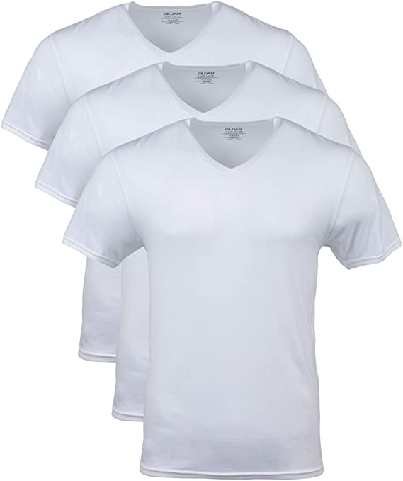 Gildan Men's Modal V-Neck T-Shirts, 3 Pack