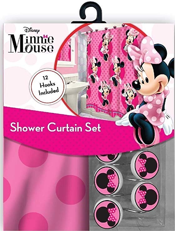 13pc Disney Pink Minnie Mouse Shower Curtain and Hooks Set