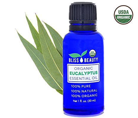 Eucalyptus Essential Oil, 1 Oz, USDA Organic, 100% Pure & Natural Therapeutic Grade - Bliss Beauty (1oz)