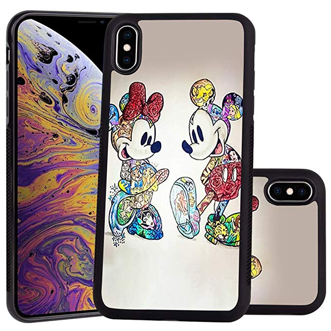 DISNEY COLLECTION Mickey and Minnie Design for Apple iPhone Xs Max 6.5-inch Case Soft TPU and PC Tired Case Retro Stylish Classic Cover
