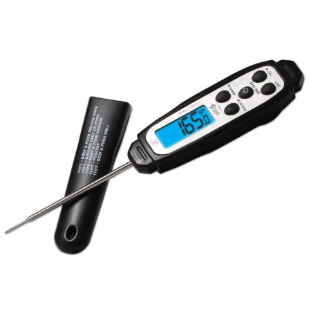 EatSmart Precision Pro Digital Thermometer - Instant Read w Splashproof Design and Backlit Screen Black