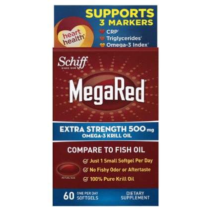 MegaRed Extra Strength Omega 3 Krill Oil 500mg Supplement, 60 Count