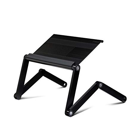 Furinno Laptop Desk A6 Aluminum Adjustable Multi-Functional Laptop Computer Table Desk Portable Bed Tray Book Stand Ergonomics Design Dual Layer Tabletop Up to 17-Inch