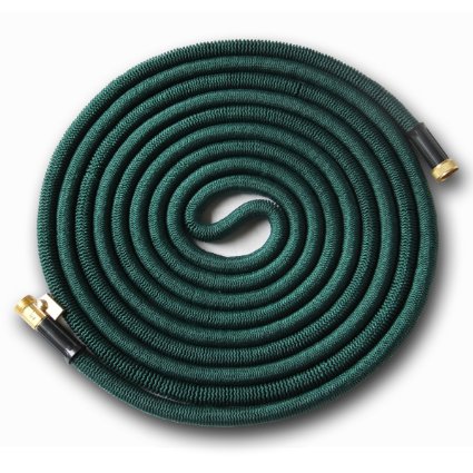 Expandable 25' Expanding Hose, Strongest Expandable Garden Hose on the Planet. Solid Brass Ends, Double Latex Core, Extra Strength Fabric